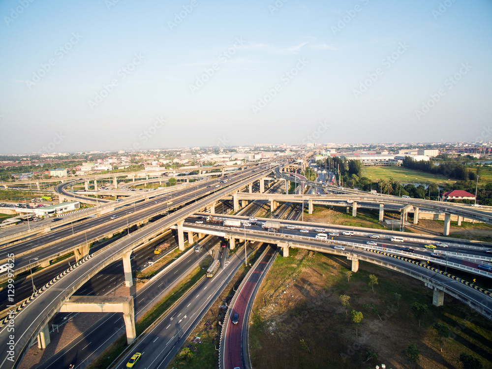 Aerial view above the busy Motorway & Ring Roads Inter-Change Systems Aerial view above the busy Motorway & Ring Roads Inter-Change Systems