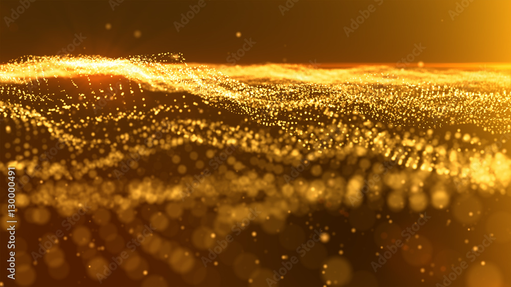 Luxurious gold sparkling particles wave background Luxurious gold sparkling particles wave background