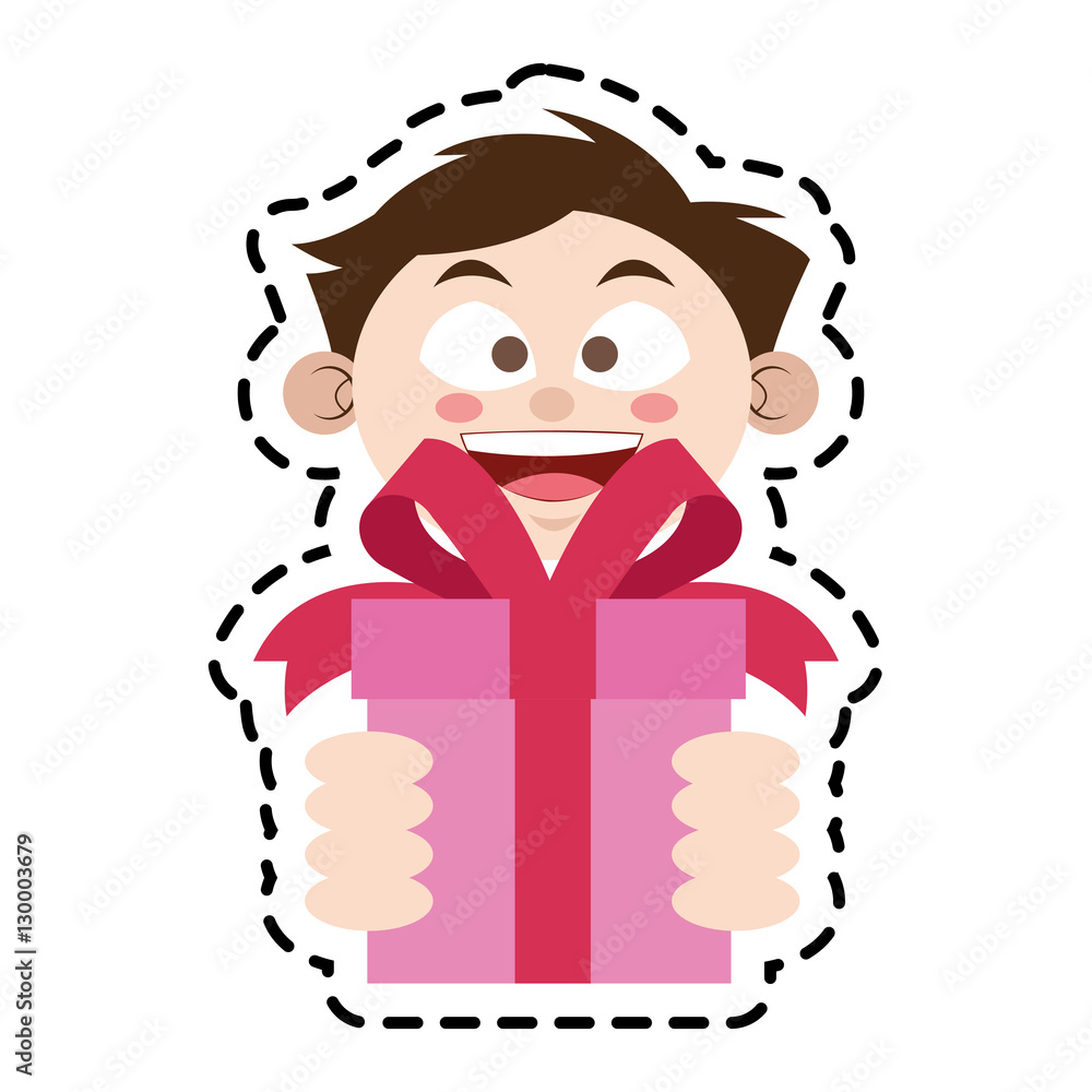Gift and boy icon. Present holiday celebration and surprise theme. Isolated design. Vector illustration Gift and boy icon. Present holiday celebration and surprise theme. Isolated design. Vector illustration