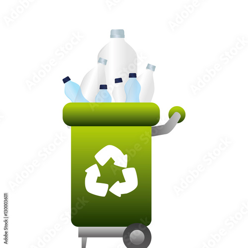 garbage bin with plastic bottles vector illustration design