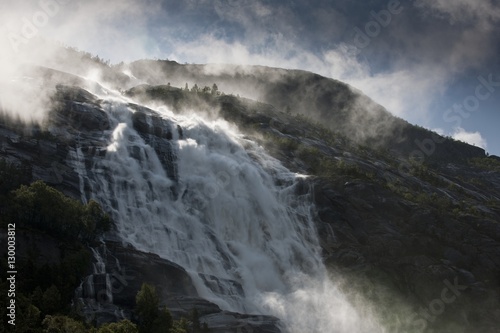 Norwegian waterfall Langfoss Akrafjorden