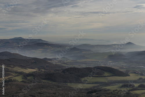 View from Milesovka hill in winter