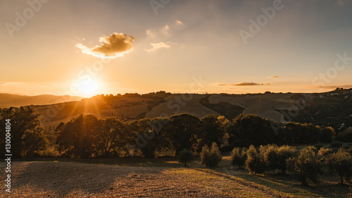 Vew of the hilly landscape in Tuscany.