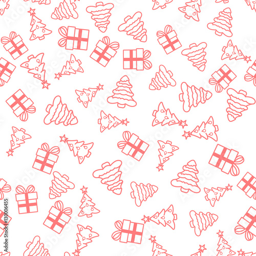 Christmas pattern seamless with icon christmas tree and gift