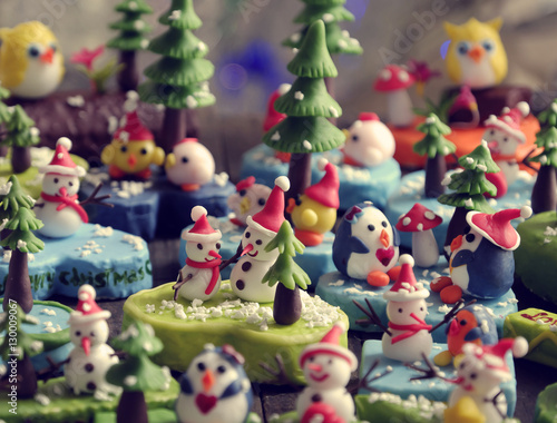 Merry Christmas background with Xmas ornament from clay © xuanhuongho