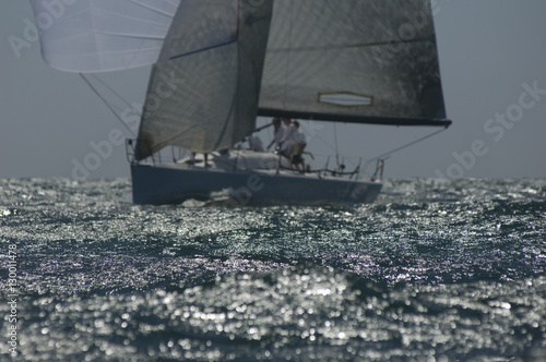View of a yacht competing in team sailing event © moodboard