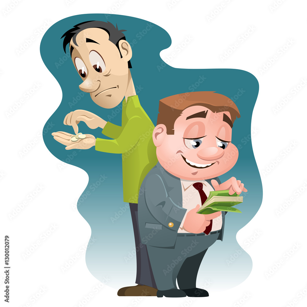 Inequality in wealth. Rich Man and Poor Man. Cartoon styled vector  illustration. Elements is grouped and divided into layers for easy edit.  Stock Vector | Adobe Stock