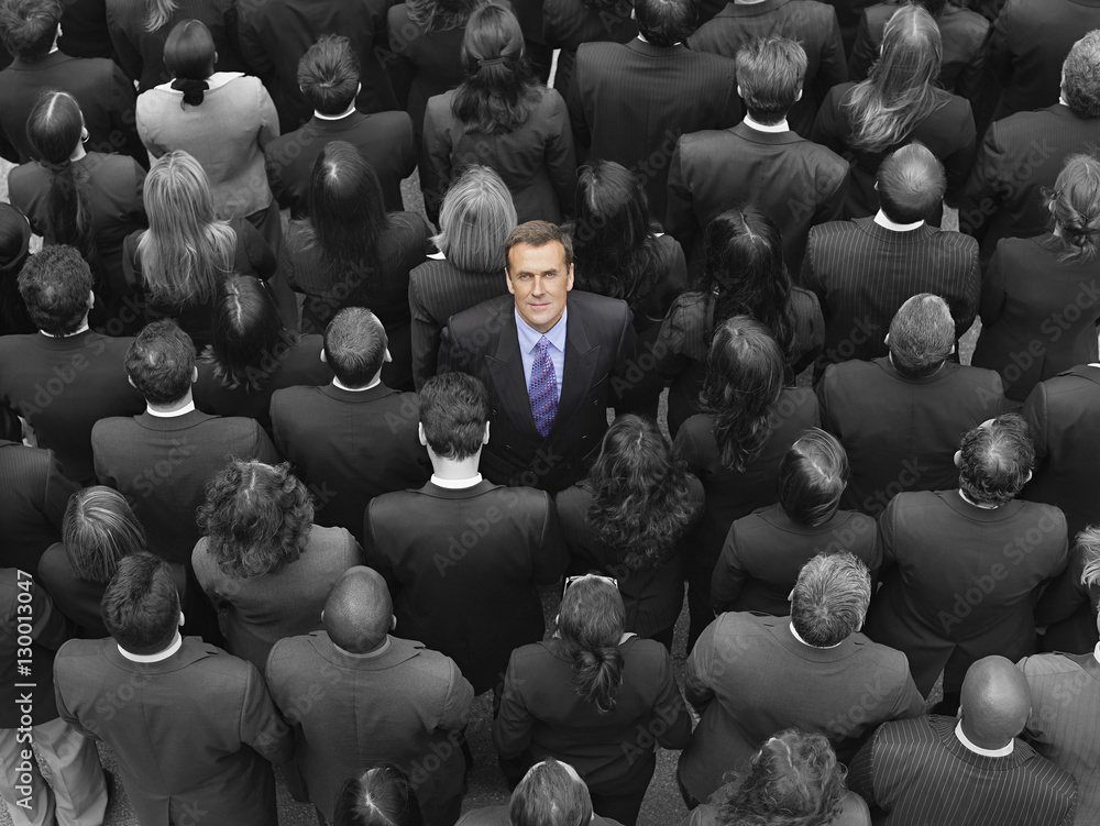 Ταπετσαρία High angle view of a businessman standing amidst businesspeople