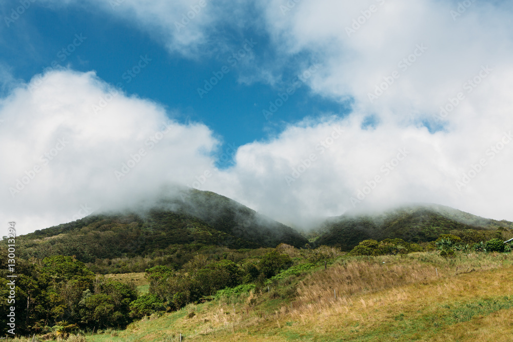 Green hills with Clouds in Hawaii Green hills with Clouds in Hawaii