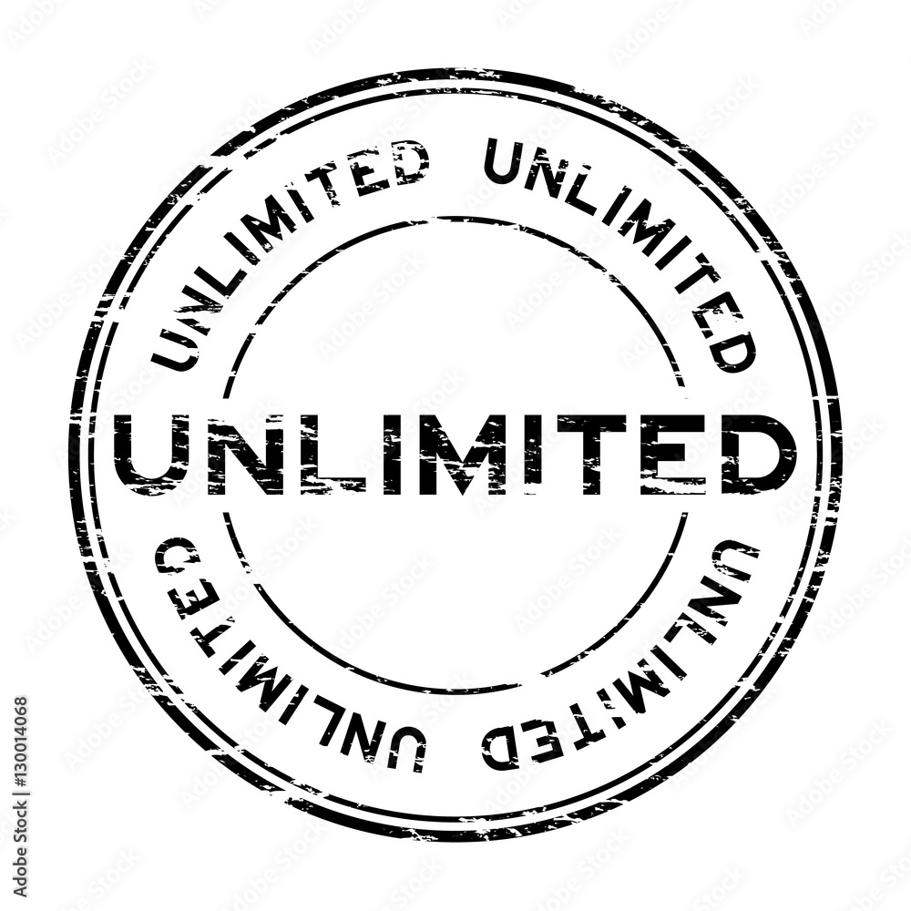 Grunge black unlimited round rubber stamp on white background