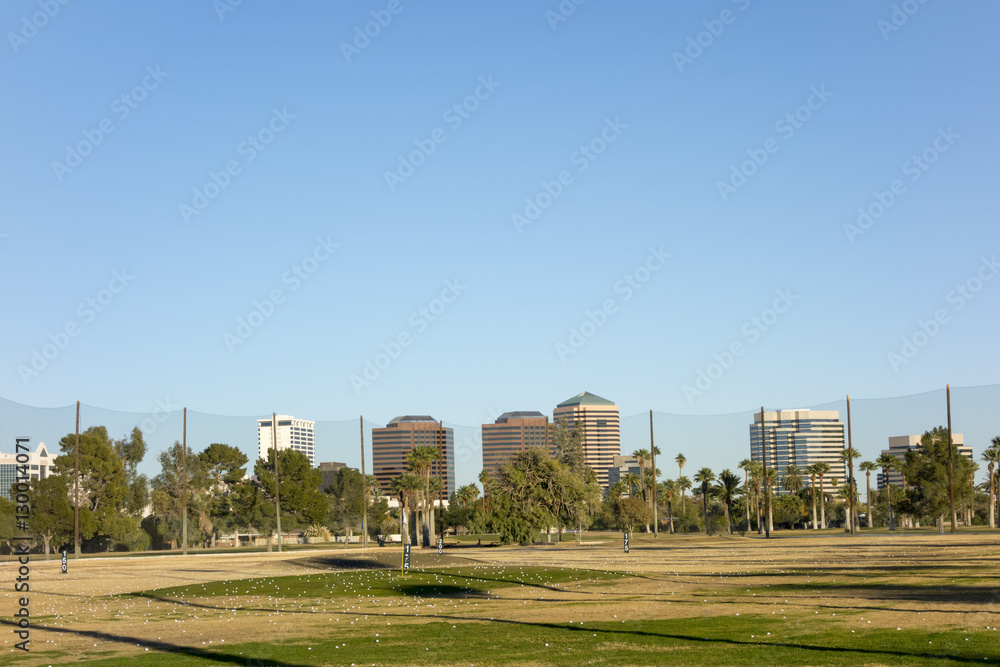Golf Course Field in Encanto Park, Phoenix downtown, Arizona in Winter