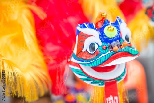 Colorful Chinese dancing lion head