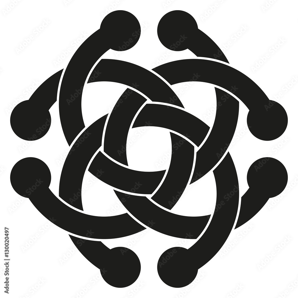 Optical illusion object. Impossible interlacing of four rings ...