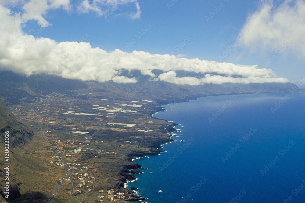Aerial view of the southern coast, El Hierro, Canary Islands, Spain, Atlantic