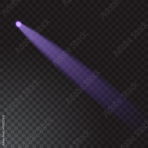 Realistic beam light on transparent background. Vector illustration