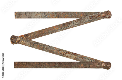Rusty steel folding ruler