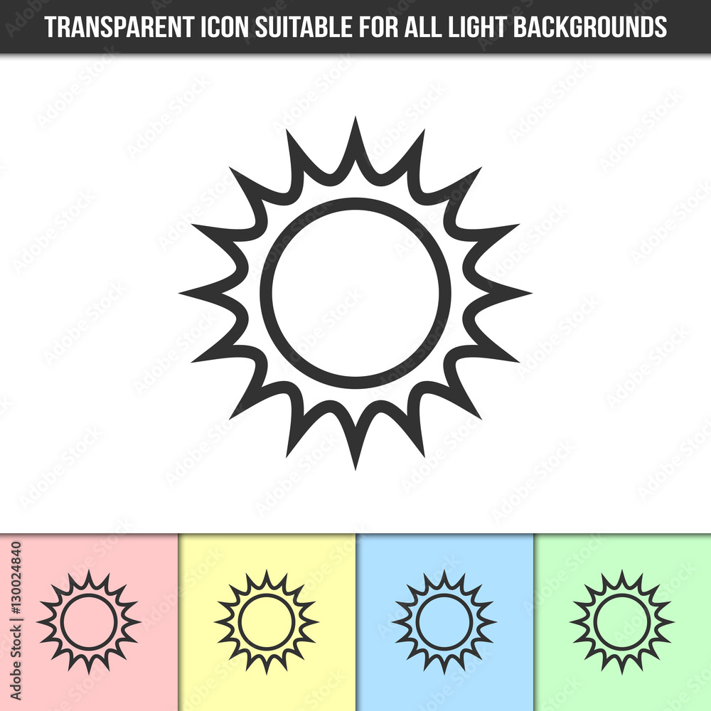 Simple outline transparent Sun icon on different types of light backgrounds