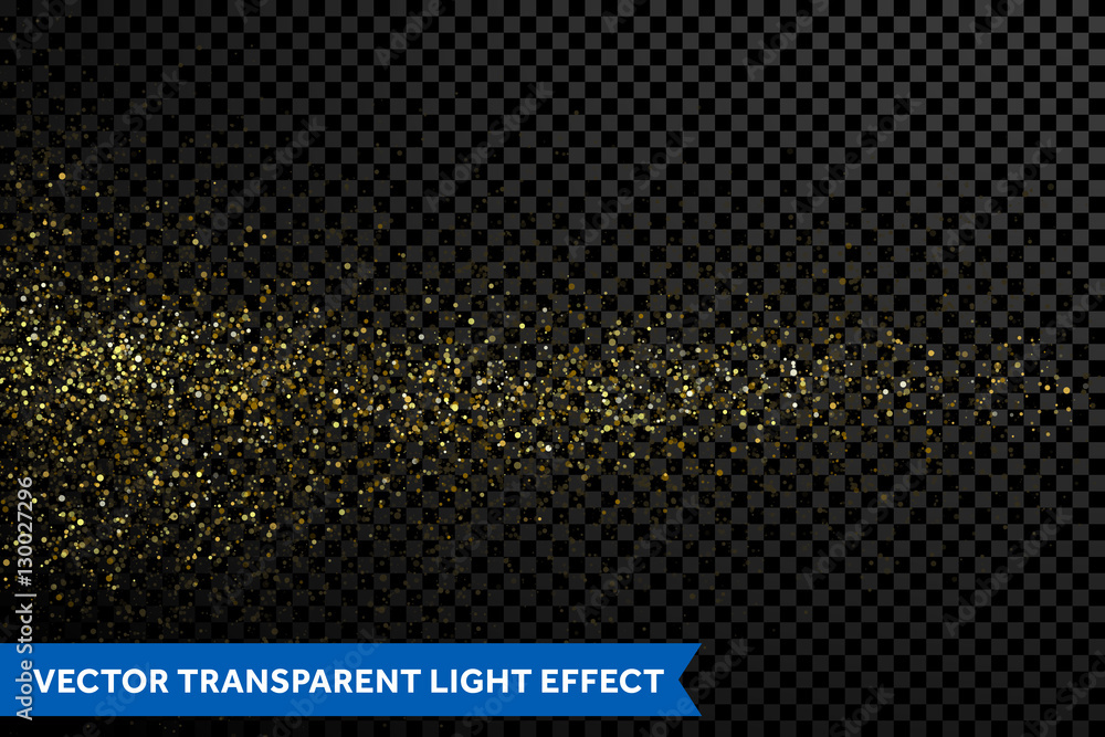 Glittering gold particles, golden star dust vector trail