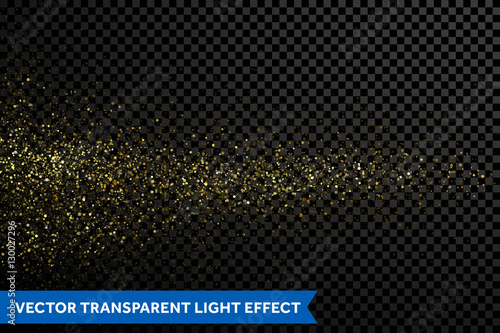 Glittering gold particles, golden star dust vector trail