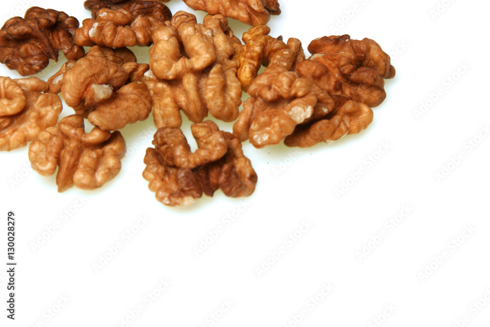 Walnuts on whote background - studio shot Walnuts on whote background - studio shot