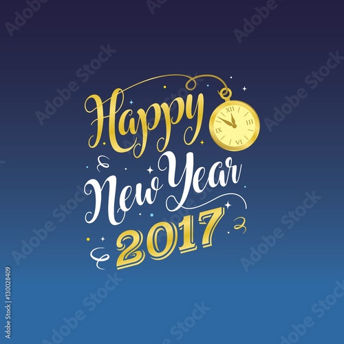 Happy New 2017 Year. Holiday Vector Illustration With Lettering Composition