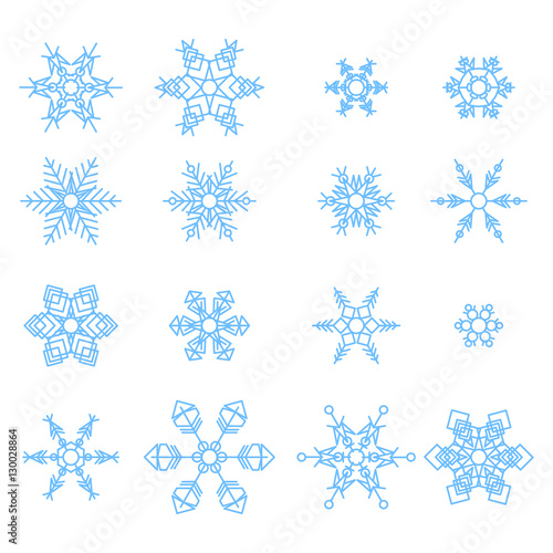 Set of snowflakes abstract isolation, winter element for design