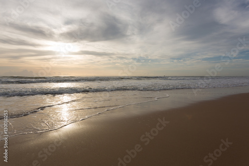 beautiful summer sea and clear sky with cloud background