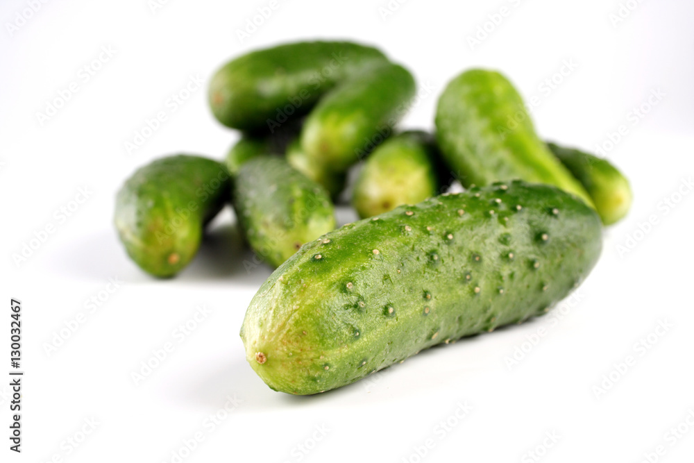 Cucumbers on white background - studio shot Cucumbers on white background - studio shot