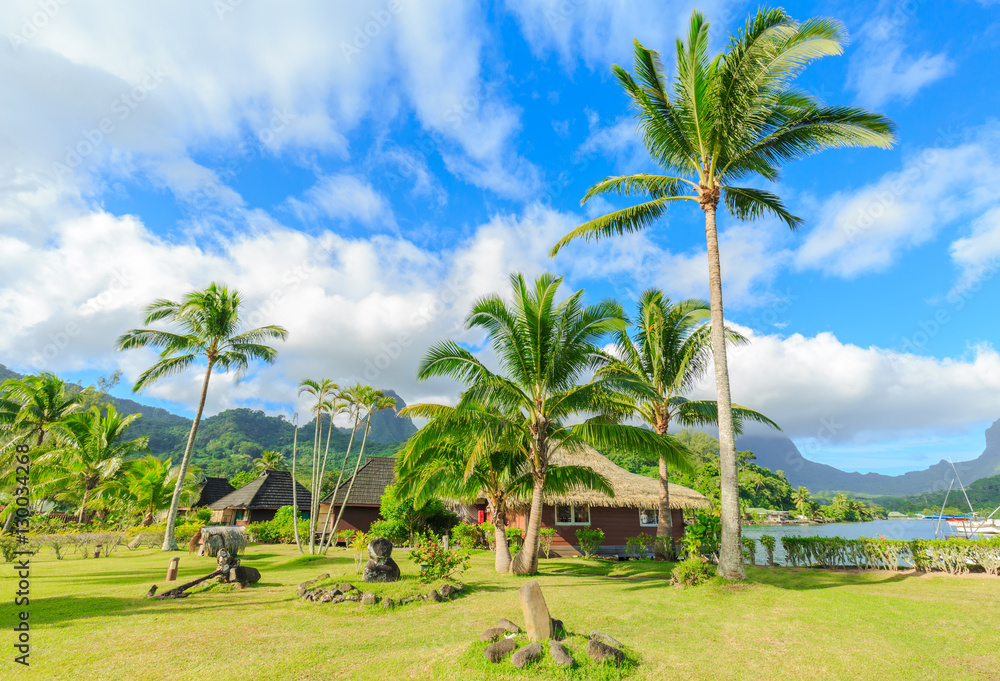 Beautiful sea and resort in Moorae Island at Tahiti PAPEETE, FRE