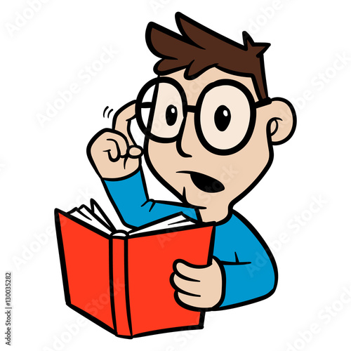 Cartoon Person Holding a Book Looking For Answer Vector Illustration