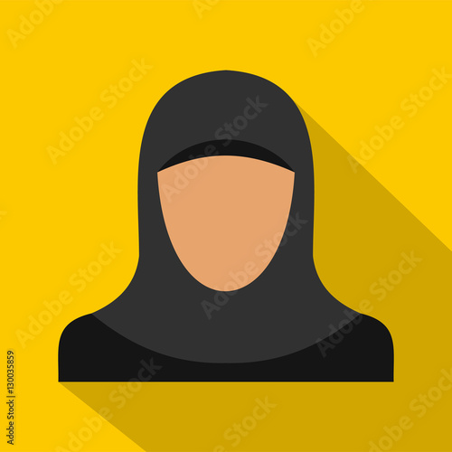 Arabic woman icon. Flat illustration of arabic woman vector icon for web