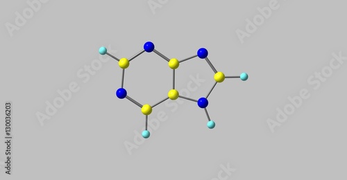 Bilde på lerret Purine molecular structure isolated on grey