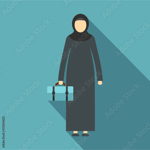 Arabic woman icon. Flat illustration of arabic woman vector icon for web