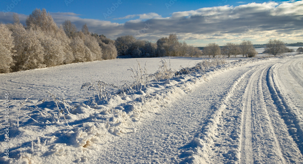 Countryside with snow. Countryside with snow.
