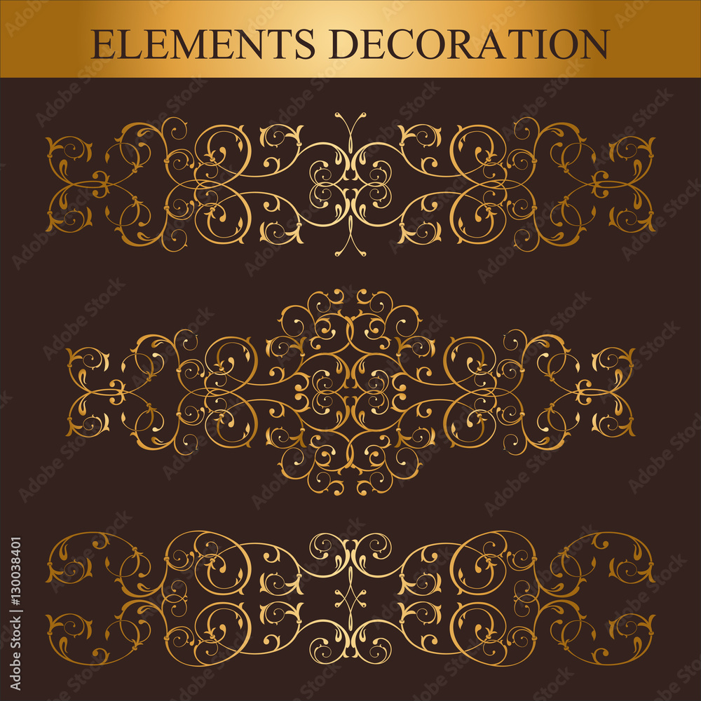 Vector set of Golden calligraphic design elements and page decoration Vector set of Golden calligraphic design elements and page decoration