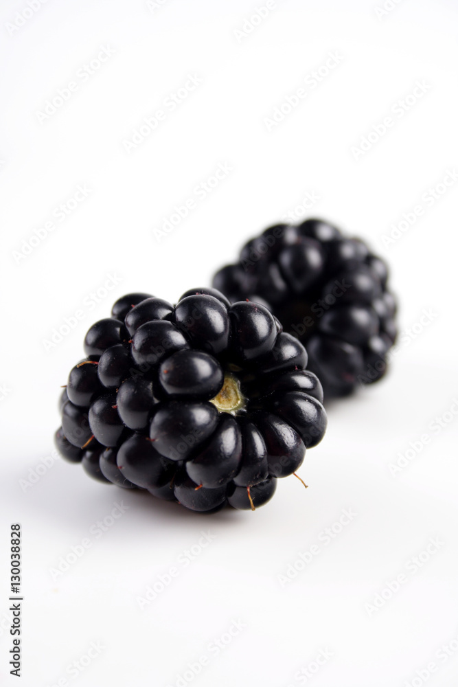 Blackberries on white background - studio shot Blackberries on white background - studio shot