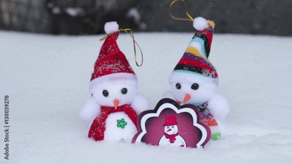 Three snowmen in snow Three snowmen in snow