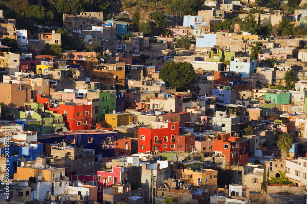Colourful houses, Guanajuato, Guanajuato state, Mexico Colourful houses, Guanajuato, Guanajuato state, Mexico