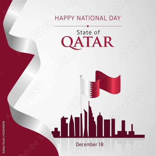Qatar national day, Qatar independence day celebration december 18 th. Vector illustration flag state of the Qatar