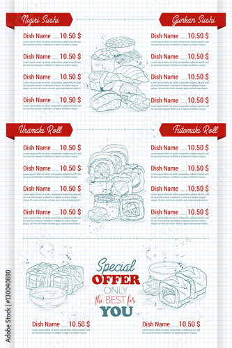 Restaurant vertical color sushi menu