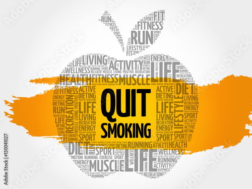 Quit Smoking apple word cloud, health concept