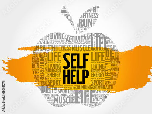 Self Help apple word cloud, health concept