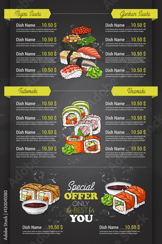 Restaurant vertical color sushi menu