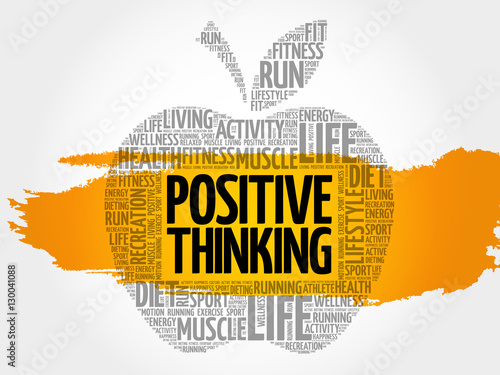 Positive thinking apple word cloud, health concept