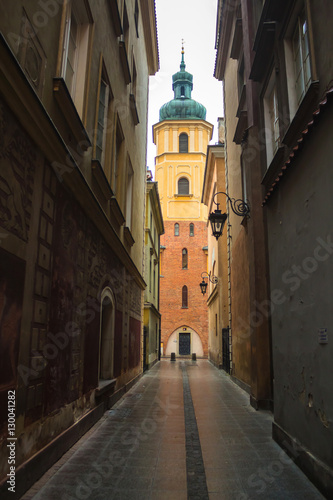 View on the St. Martin's Church in old town in Warsaw