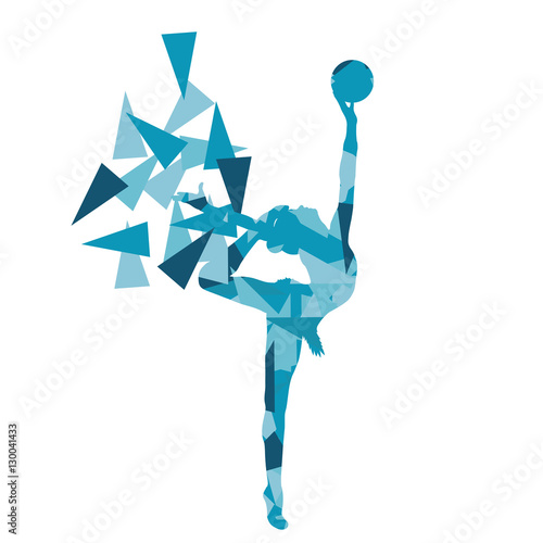Gymnast with ball Art gymnastics abstract vector background illu