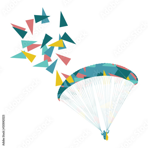 Paraglider flying vector background concept made of polygon frag