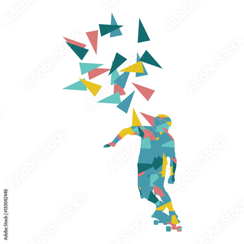 Skateboarder vector background abstract concept made of polygon