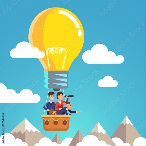 Business people flying and planning ahead