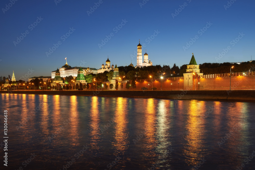The Kremlin quay at night. Moscow. Russia.
